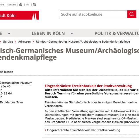 Stadt Köln - Römisch-Germanisches Museum/Archäologische Bodendenkmalpflege