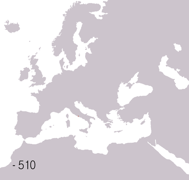 Geanimeerde kaart van de Romeinse Republiek en het Romeinse Rijk in de periode van 510 v.Chr. tot 530 n.Chr.