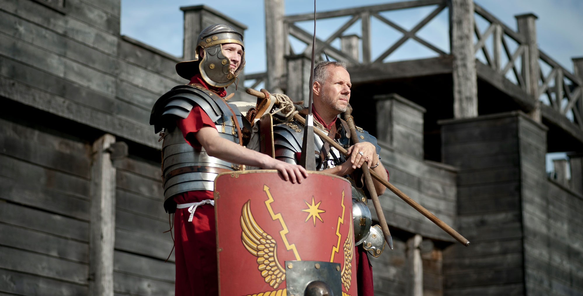 Twee legionairs op wacht in het Romeinse kamp Haltern