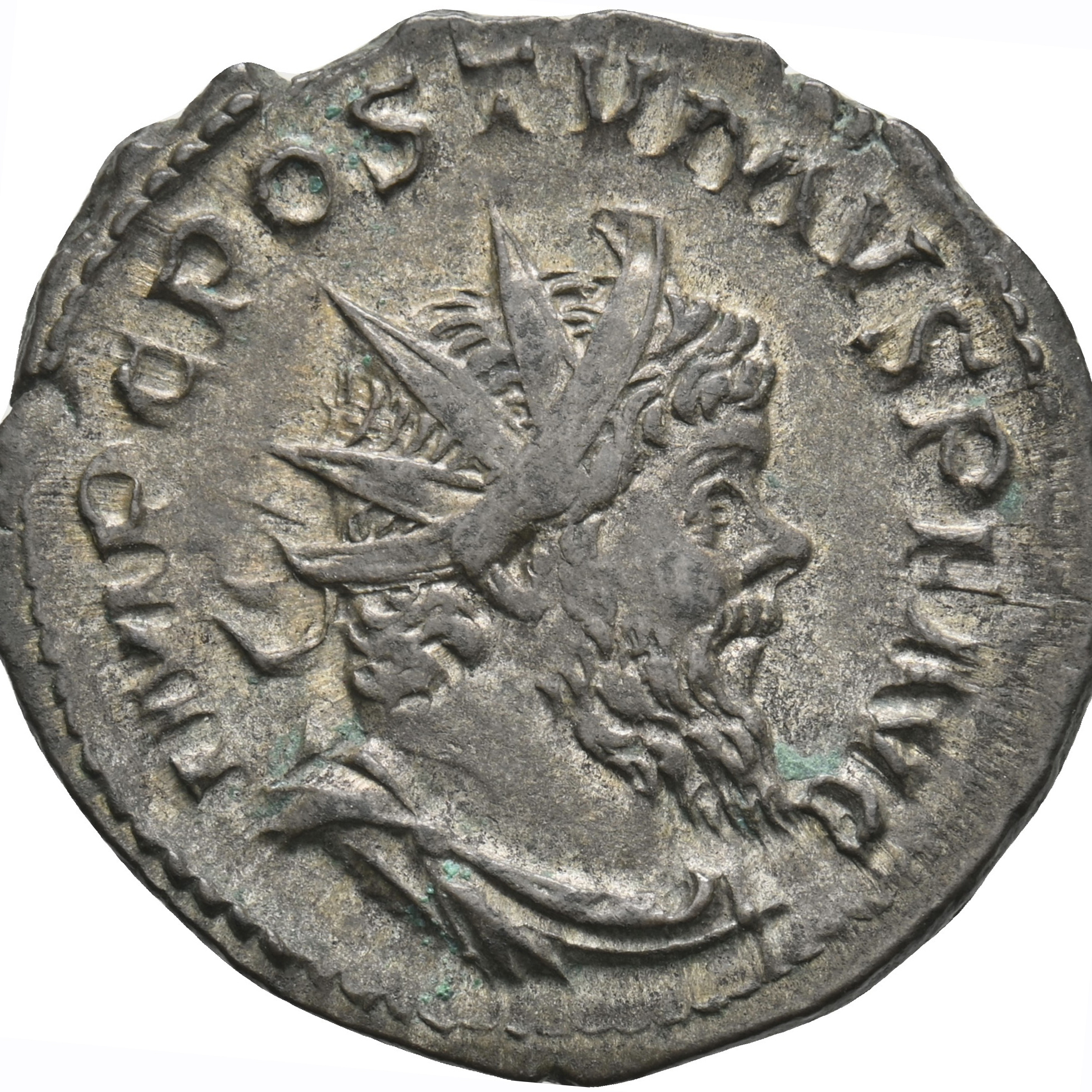 Doppeldenar des römischen Kaisers Postumus aus Silber-Kupfer-Legierung, Prägejahr 267 n. Chr., Prägeort Köln